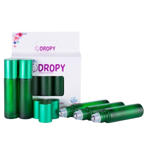 Set 5 sticlute roll on 10 ml verde DROPY® ICE